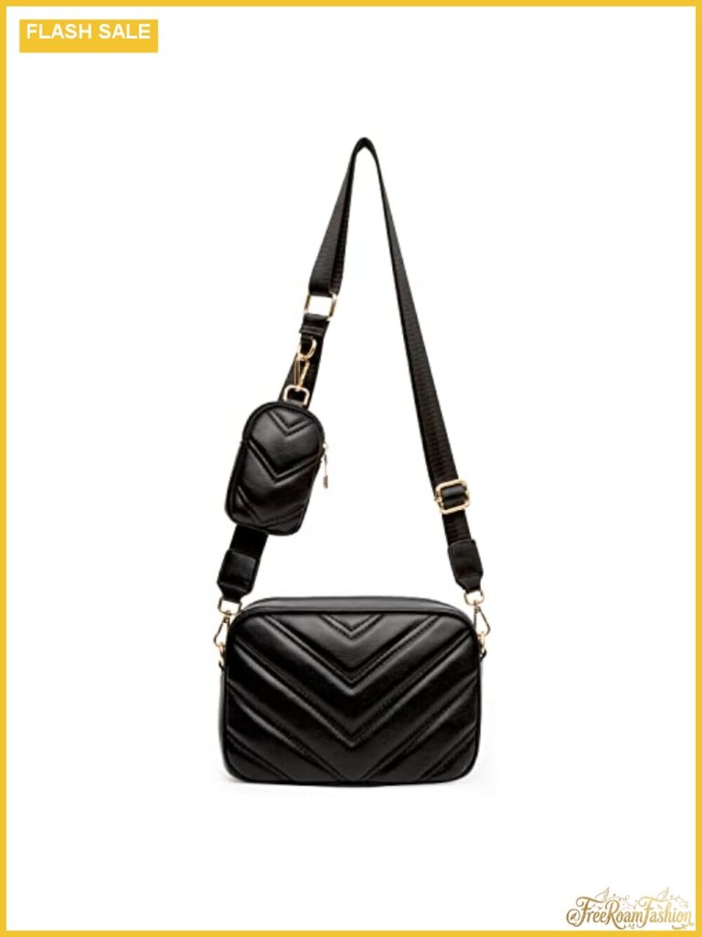 Quilted Vegan Faux Leather Crossbody Bag with Coin Pouch
